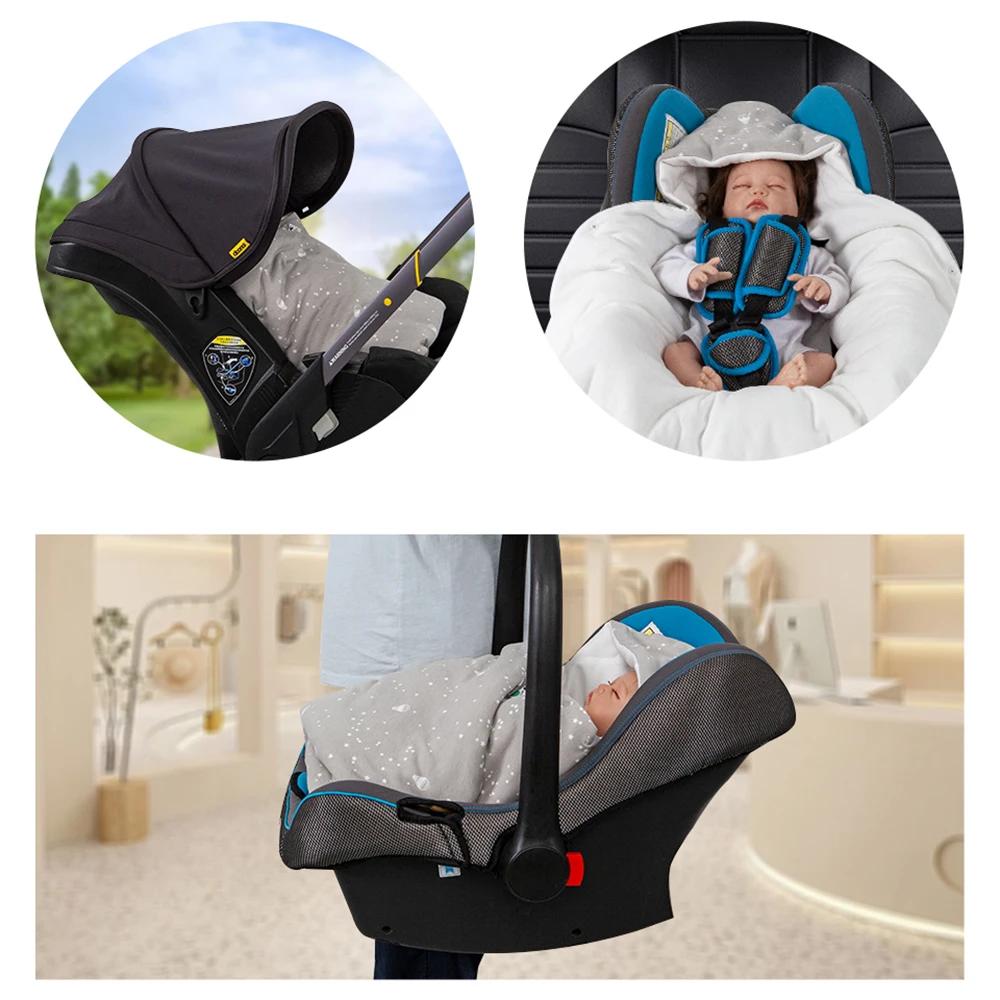 Couverture enveloppante pour bébé nouveau-né avec capuche coupe-vent, utilisable comme siège auto po