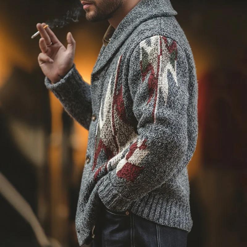 Maden tricoté Vintage Cardigan hommes pull Indiana épais tricot surdimensionné Streetwear géométriqu