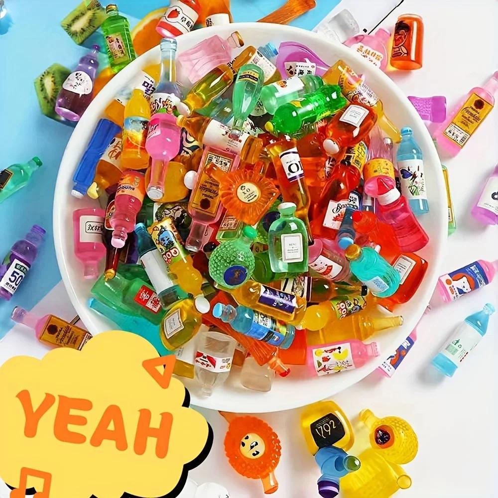 50 pièces de mini bouteille de boisson décoration de maison de poupée, bricolage étui de téléphone p
