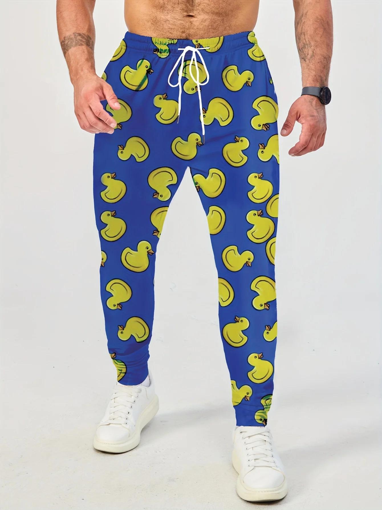 Pantalon de survêtement 2025 pour hommes, jogging en Polyester graphique canard jaune, pantalon de s