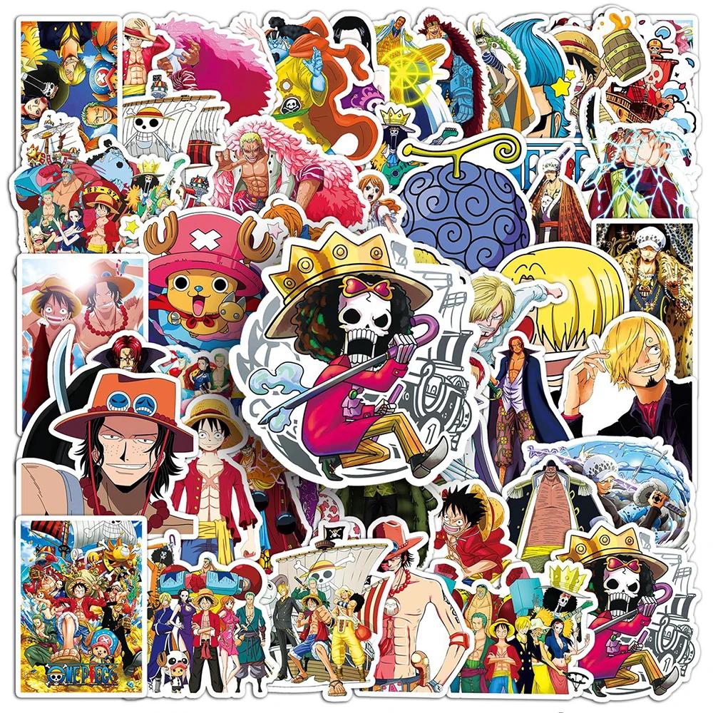 50 pièces une pièce Luffy autocollants Anime décalcomanies jouets bricolage cahier moto Skateboard t