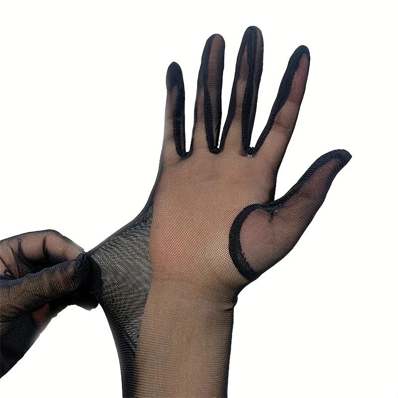 Gants longs en tulle transparent à la mode, en maille, pour mariée, accessoire d'Halloween, ultra-fi