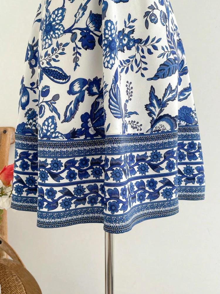 Robe romantique à imprimé Floral pour femmes, col licou, Sexy, à la mode, facile à créer, paresseux,