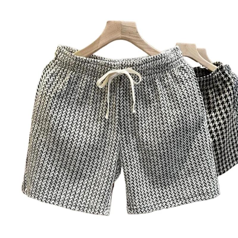 Vêtements pour hommes imprimé short à carreaux été élégant jambe droite pantalon de plage décontract
