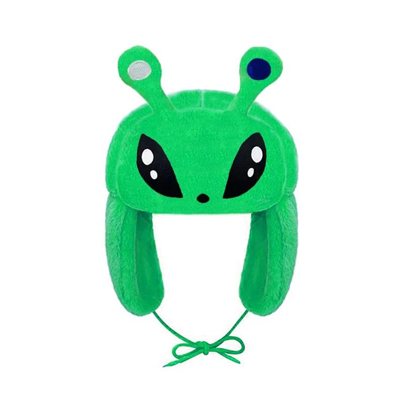 Chapeau en peluche extraterrestre vert pour enfants, chapeau Ushanka, casquette Anime de dessin anim