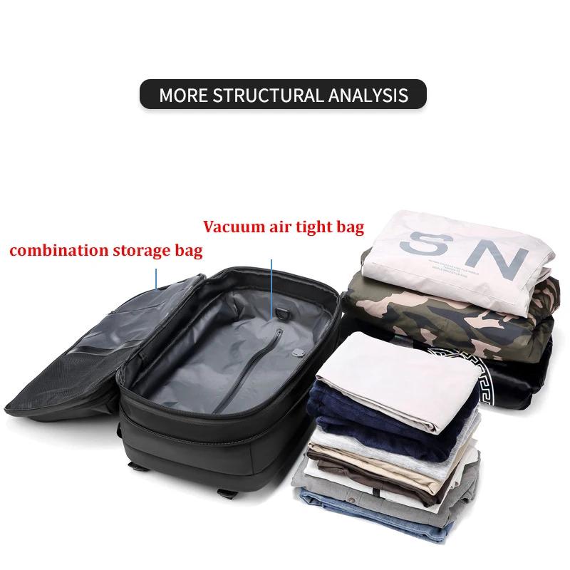 Sac à dos de voyage pour hommes, compression sous vide, pour ordinateur portable 17 pouces, sac à do