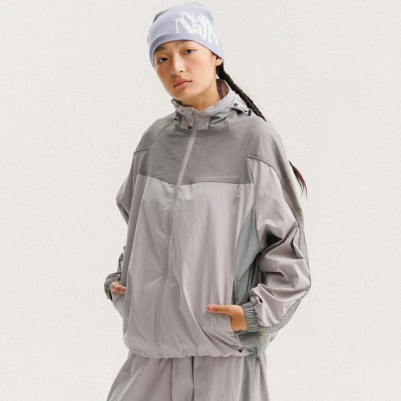 Veste cargo à capuche décontractée et ample pour homme et femme, imperméable, design à empiècements,