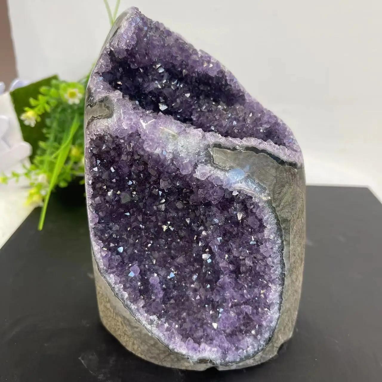 Grappe de cristal naturel améthyste pierre géode Quartz brut minéraux véritable Uruguay décoration d