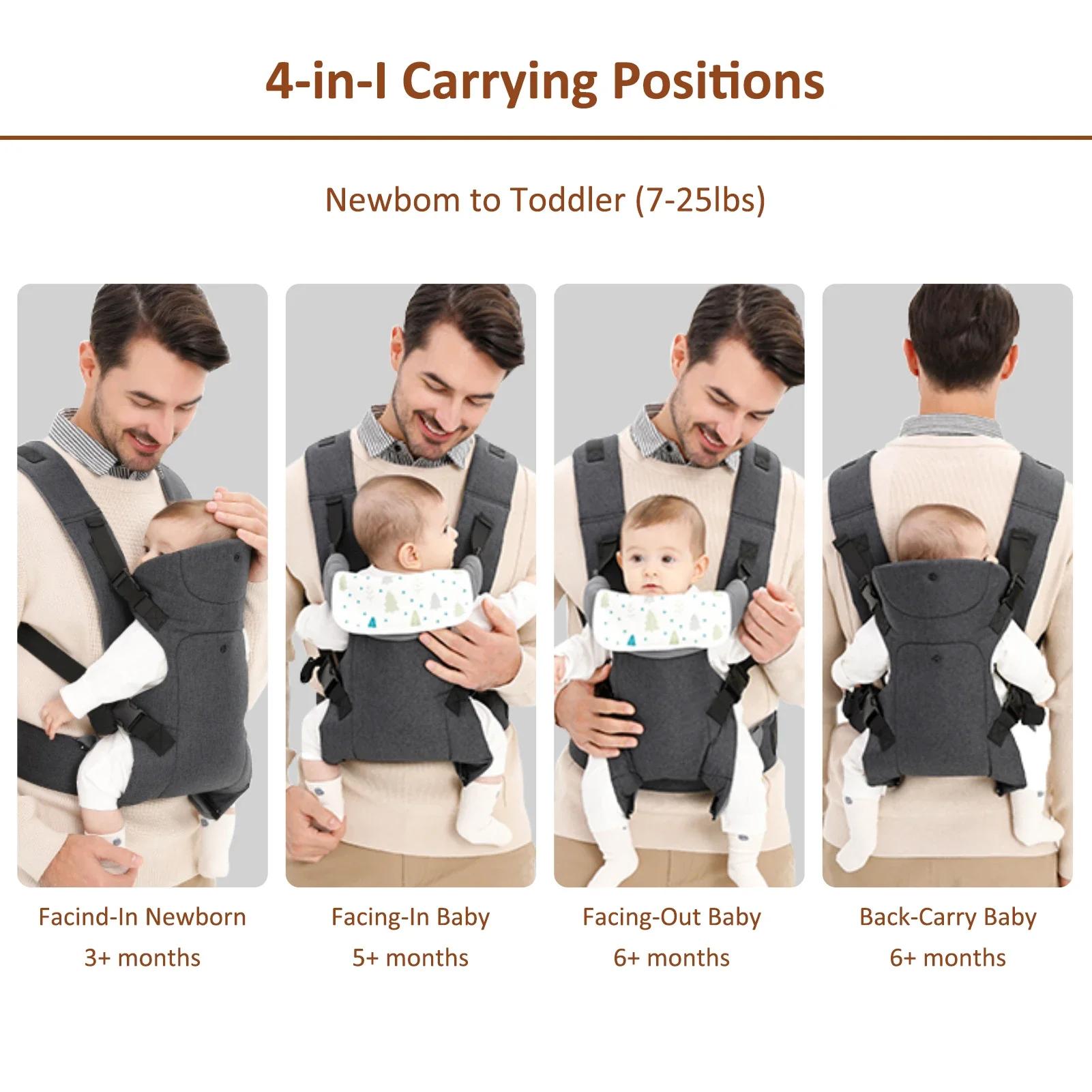 Porte-bébé pliable pour nouveau-nés et tout-petits de 7 à 45 lb, toutes saisons, avant et arrière, a