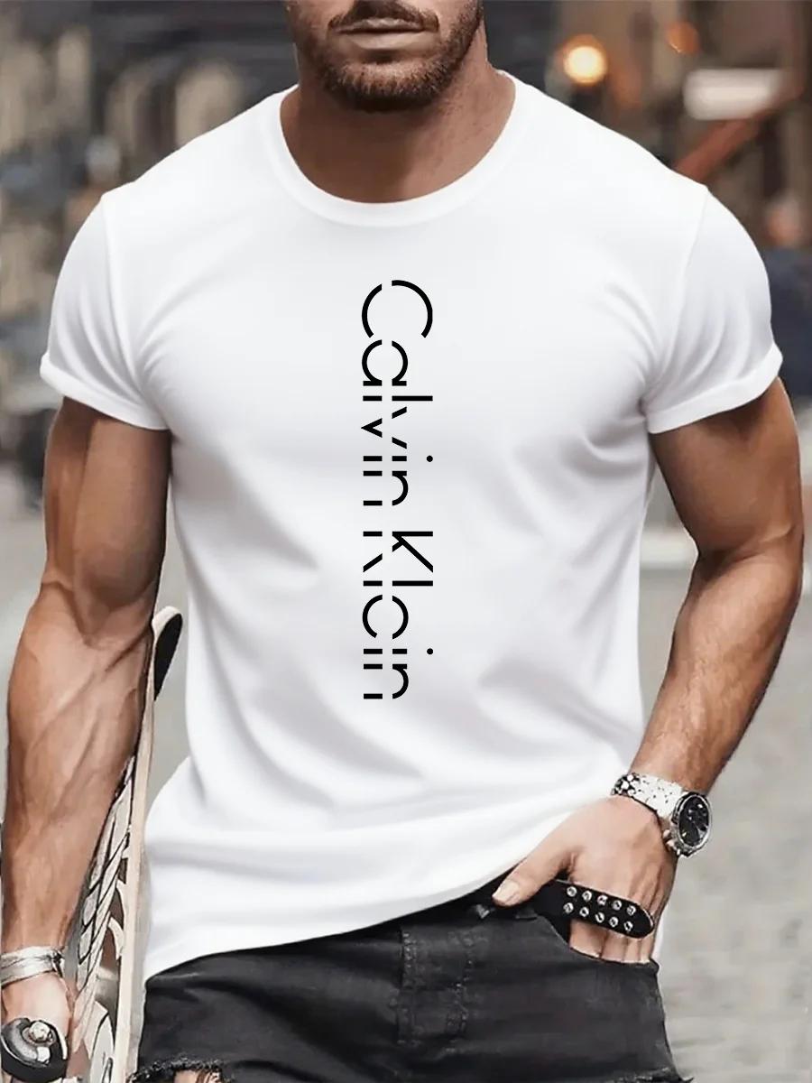T-shirt à manches courtes et col rond pour hommes, marque luxueuse, à la mode, avec lettres de dessi