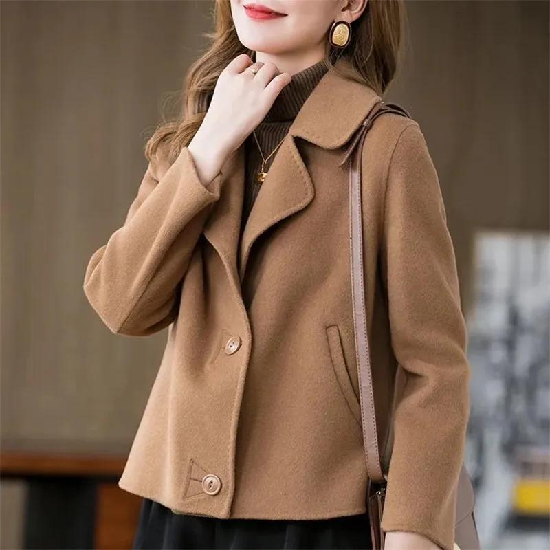 Manteau court en laine double face pour femme, veste décontractée, design de mode, coréen, printemps