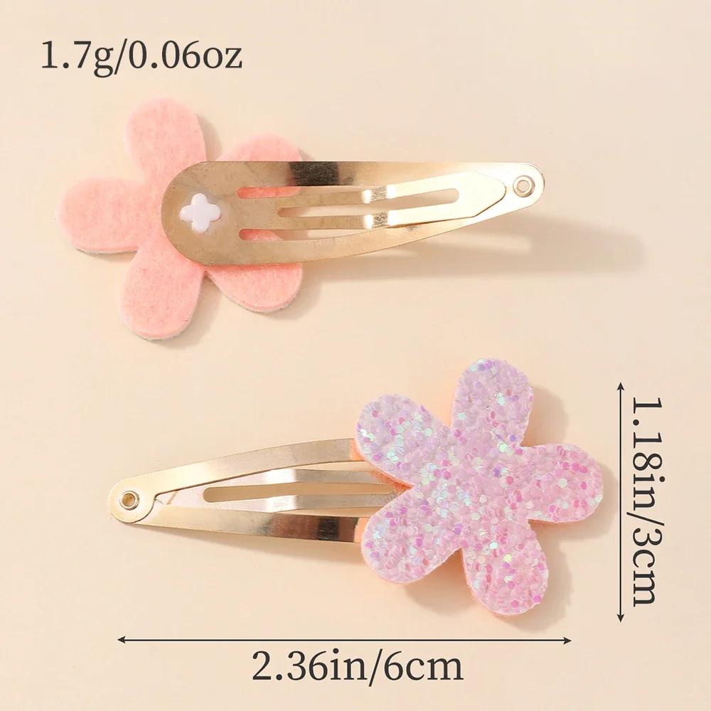 Épingles à cheveux faites à la main pour filles, 16 pièces, paillettes, fleur arc-en-ciel, lapin BB,