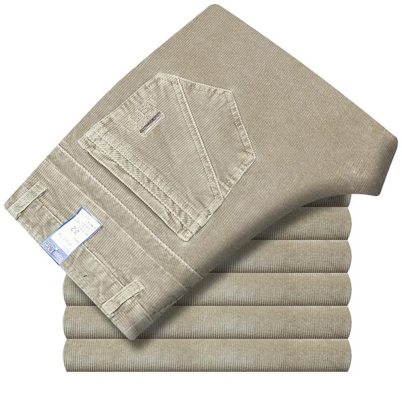 Pantalon en velours côtelé élastique pour homme, pantalon droit, pantalon épais, noir, affaires, déc