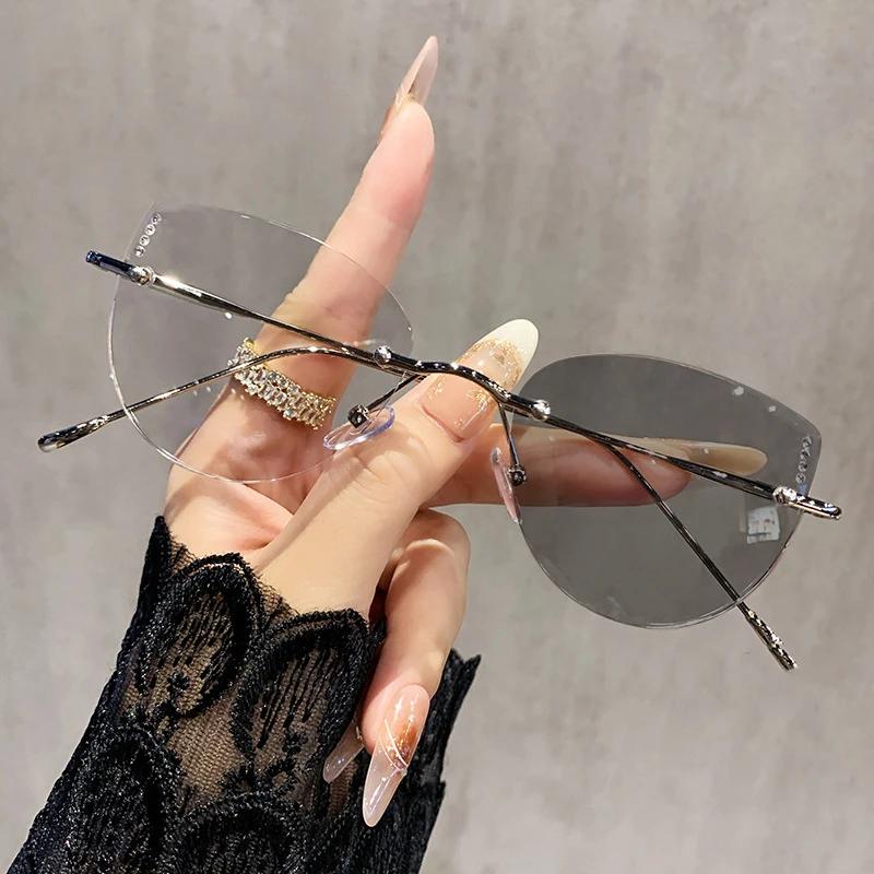 Lunettes ultralégères sans cadre pour femmes, monture de couleur changeante, pour myopie, mode chat,