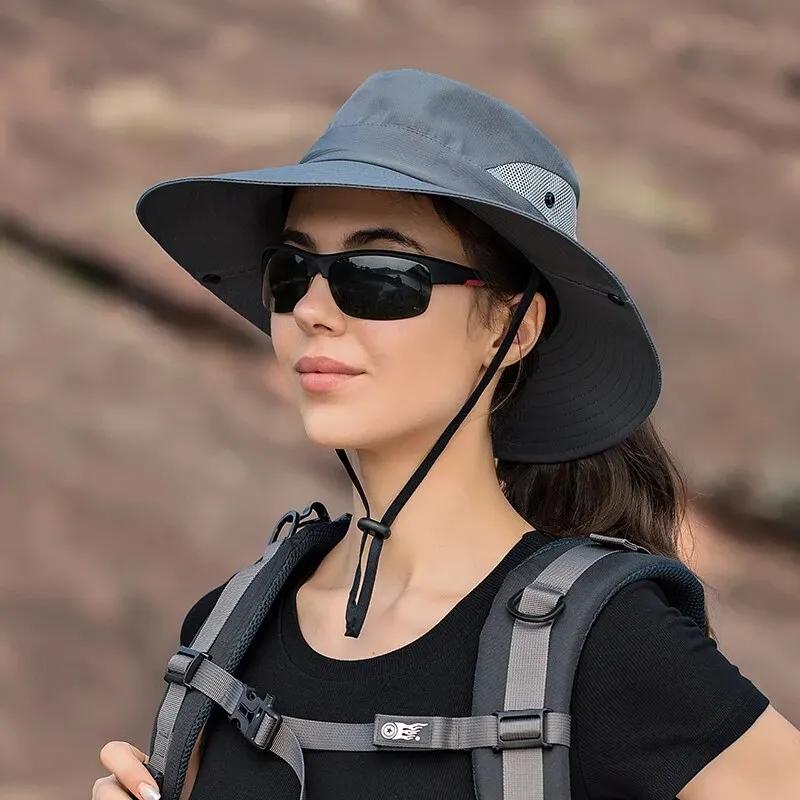 Xinbaoguan-Chapeau de soleil d'extérieur 100% polyester pour femme, respirant, pliant, avec trou pou