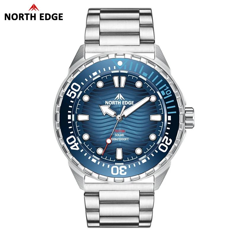 NORTH EDGE 2025 Nouvelle montre de plongée solaire TRITON pour hommes, montres à quartz de luxe pour