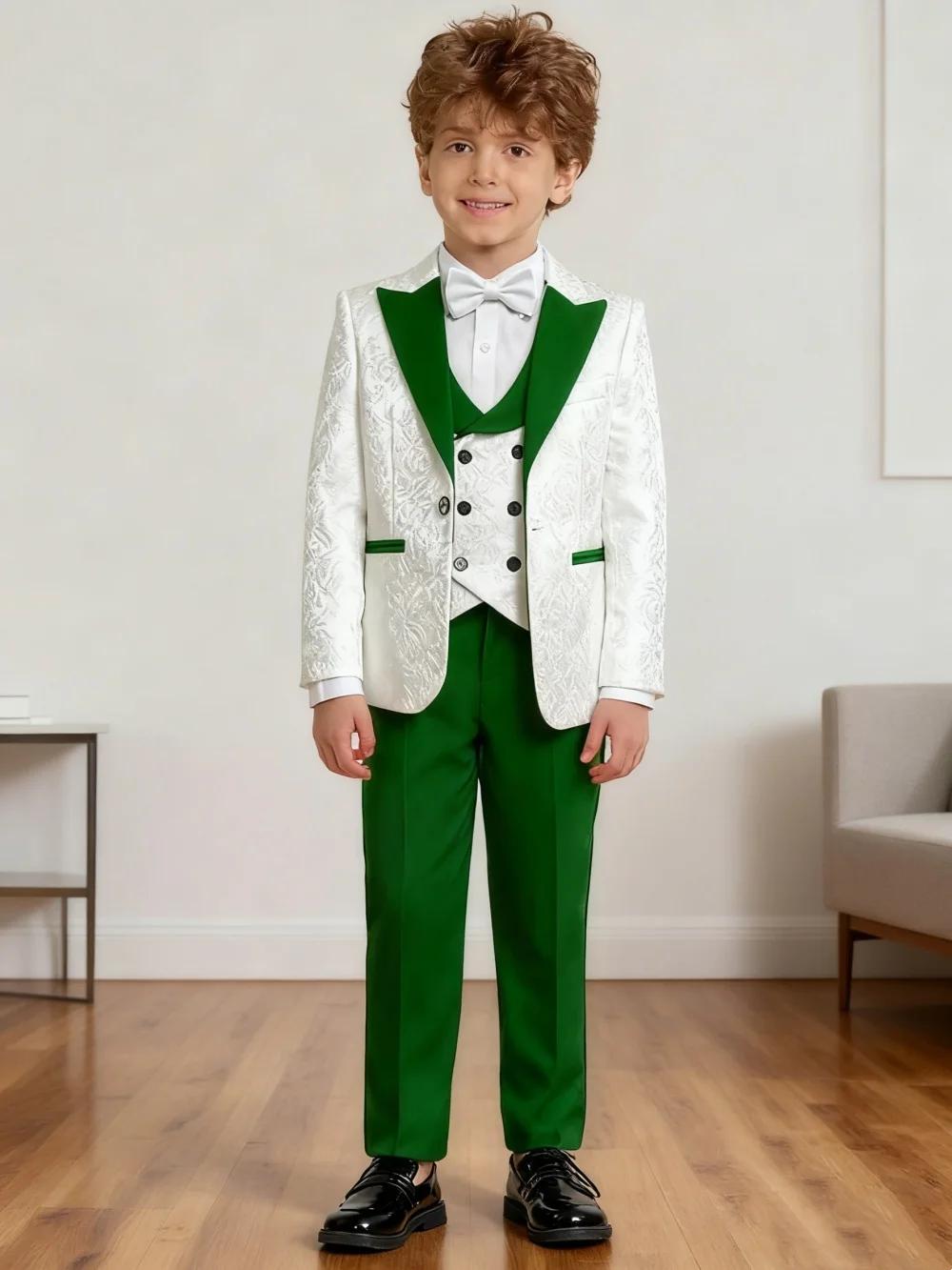 Vente chaude élégant Paisley Jacquard garçons costume formel ensemble 3-14 ans 4 pièces enfants mari