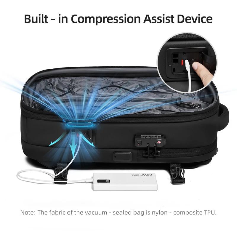 Sac à dos de voyage pour hommes, pompe de démarrage en un clic, compression sous vide, sac à dos pou