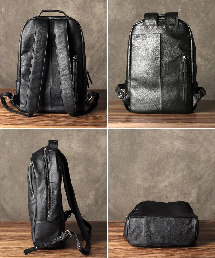 Sac à dos en cuir véritable pour homme, accessoire de bonne qualité, à la mode, pour l'école, tous l