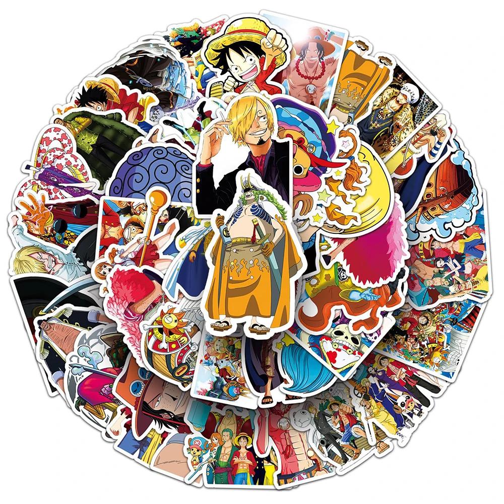 50 pièces une pièce Luffy autocollants Anime décalcomanies jouets bricolage cahier moto Skateboard t