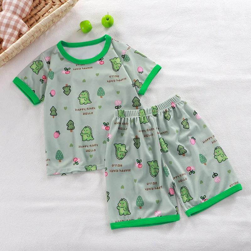 Ensemble pyjama pour bébé, manches courtes, vêtements de nuit pour bébé, dessin animé, vêtements de
