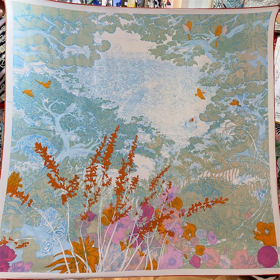 Injplanchers f en cachemire de forêt tropicale pour femmes, châles Pashmina de luxe, bords roulés à