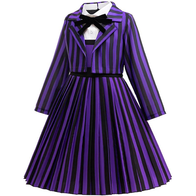 Costume Halloween filles Mercredi Enid cosplay 2 pièces robes fête anniversaire tenues carnaval enfants
