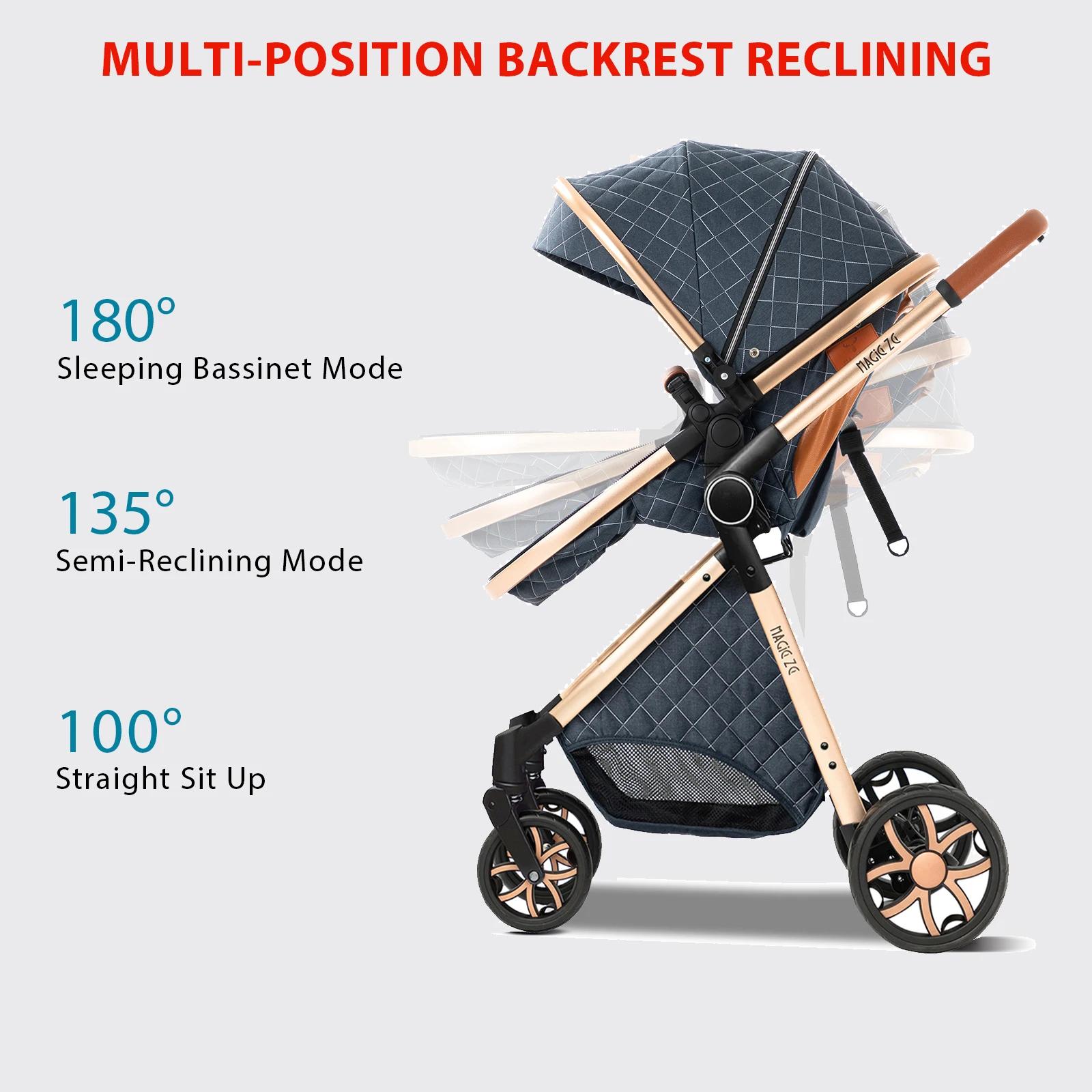 Poussette 3 en 1 bébé avec siège auto nacelle - Pliage compact et cadre léger pour voyages