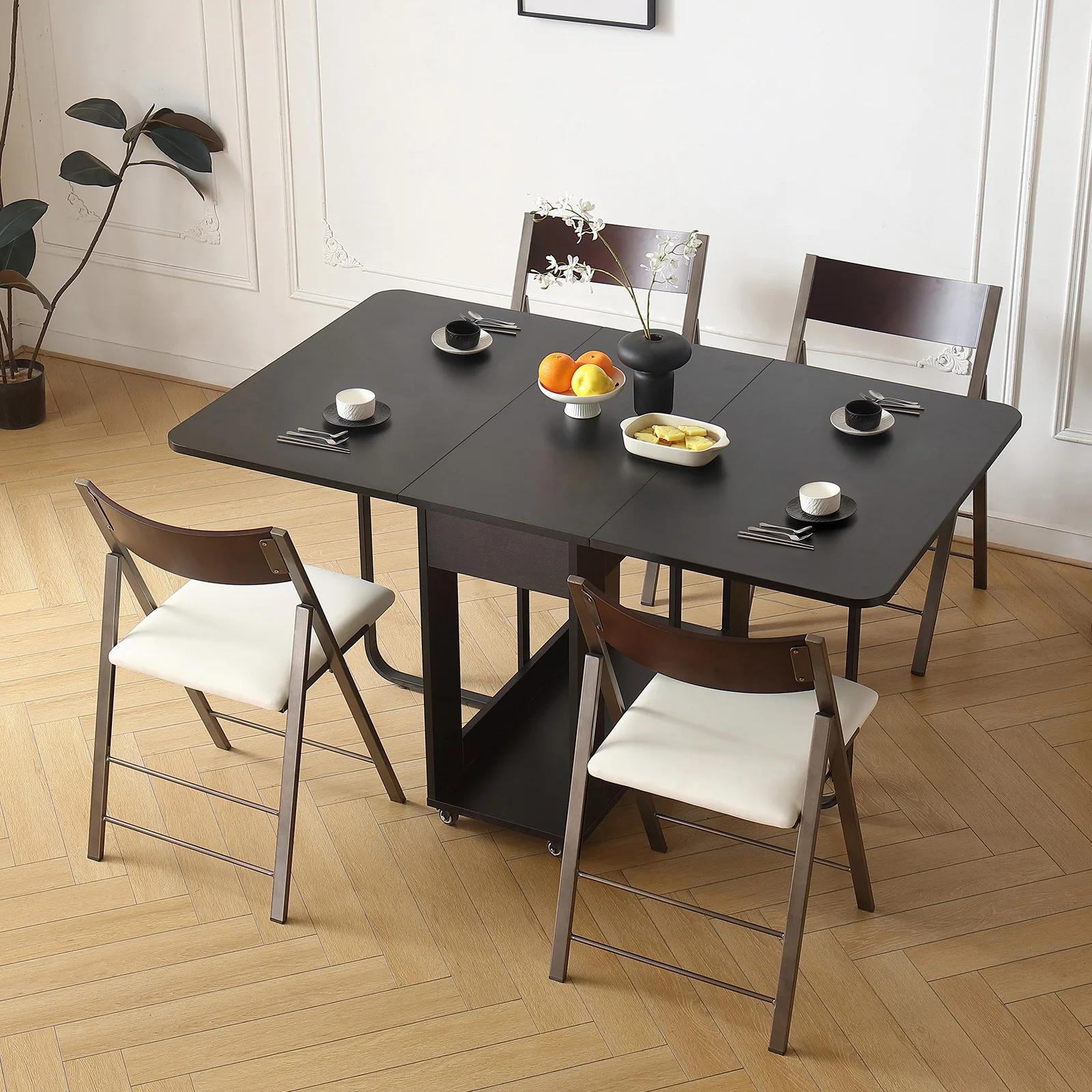 Buffet rectangulaire avec rangement, table à manger extensible moderne