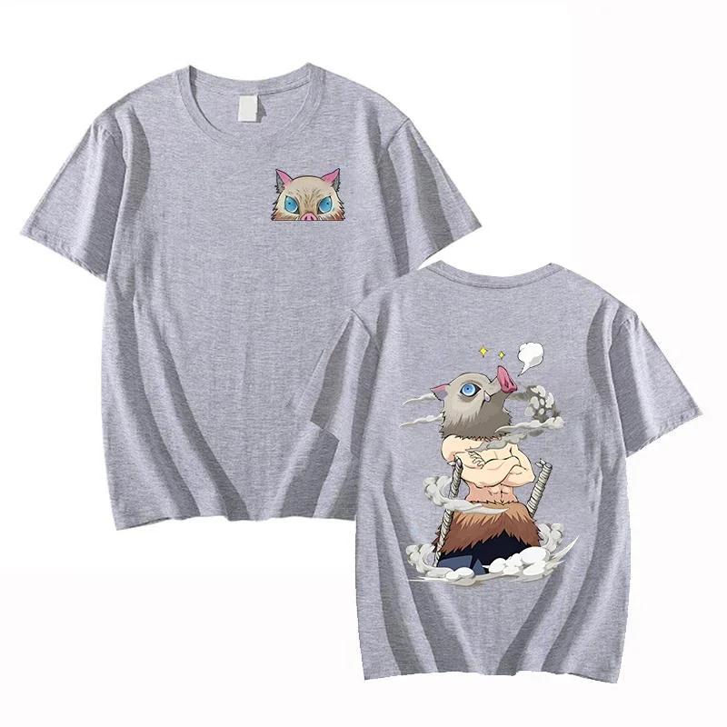 Anime démon Slayer Hashibira Inosuke dessin animé imprimé t-shirt été mode coton à manches courtes c