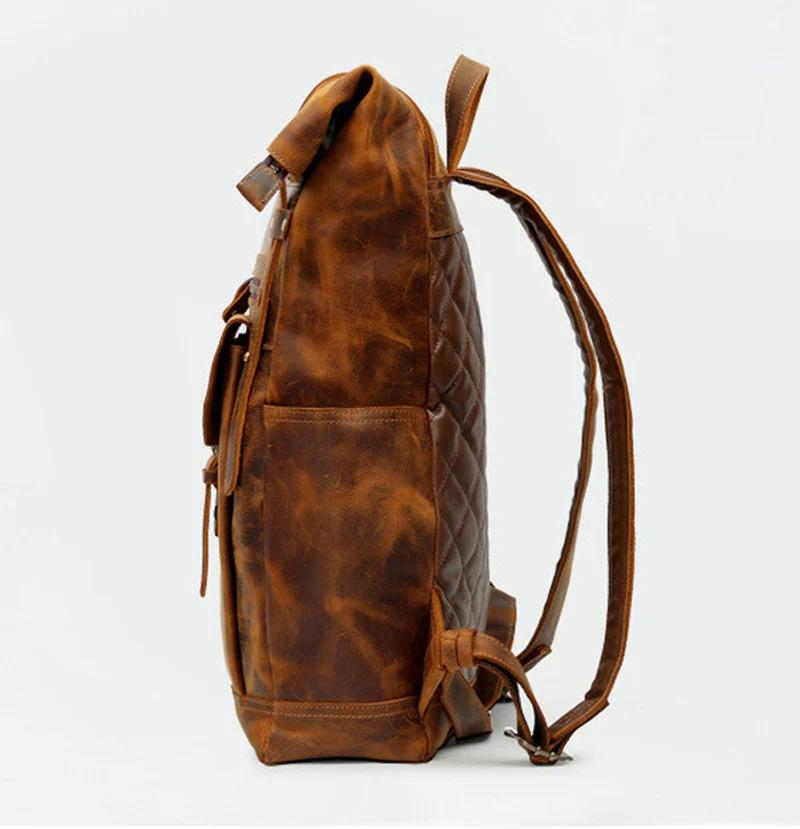 Sac à dos rétro en cuir véritable pour hommes, grand sac de randonnée, sac à dos de voyage en cuir d