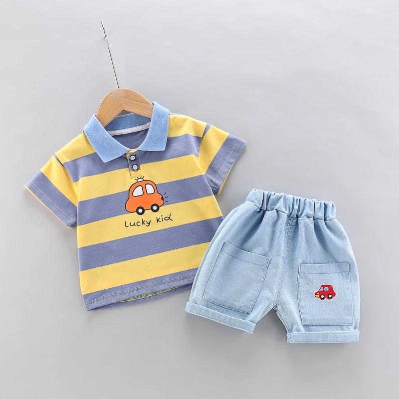 Polo + beau short en Denim pour bébés garçons et filles, ensemble 2 pièces de haute qualité, vêtemen