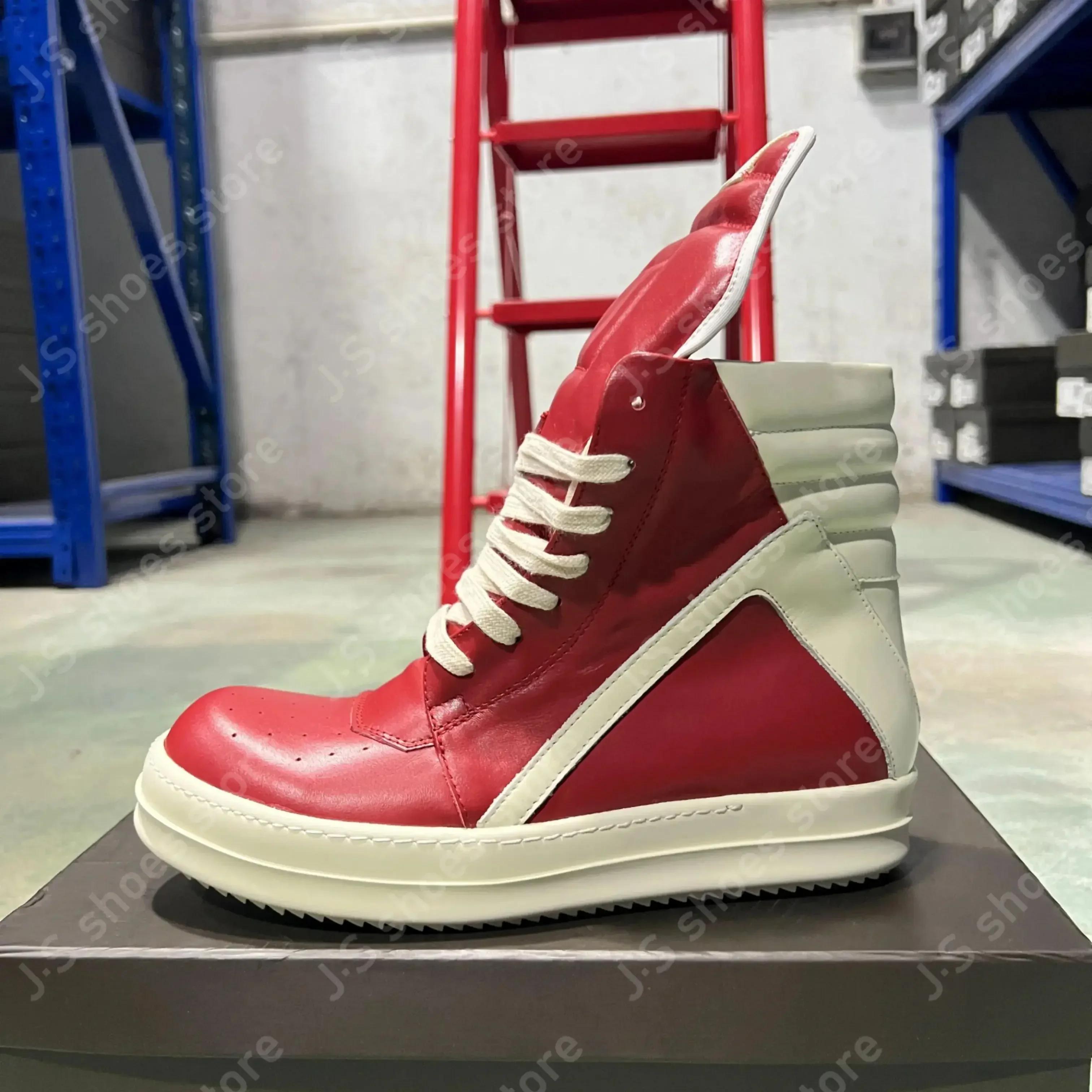 R-o classique botte en cuir rouge chaussure haute rétro hommes Sneaker fermeture éclair femmes chaus