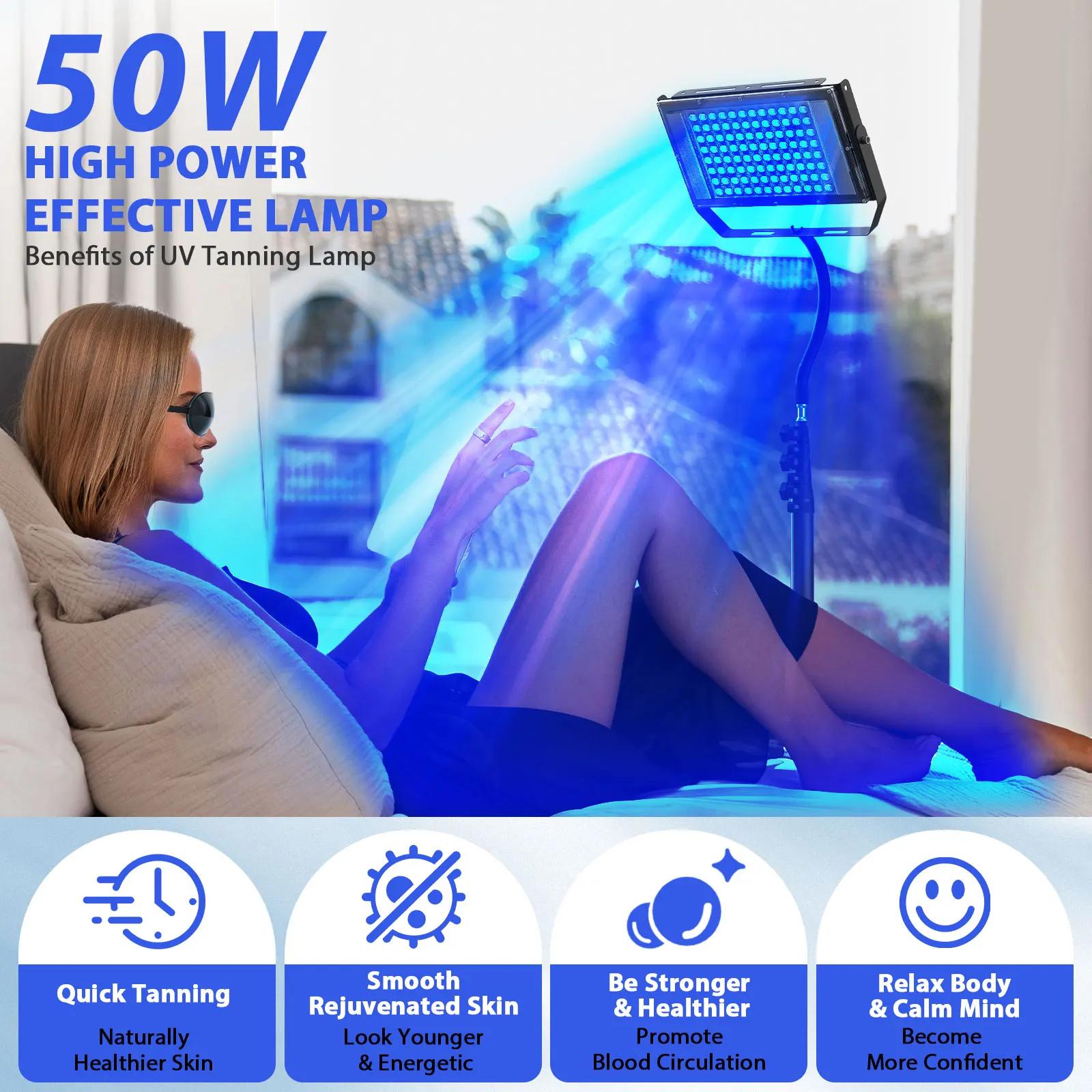 Lampe de bronzage ultraviolette 50W trépied lampe Solarium pour le corps de bronzage 48 pièces lampe