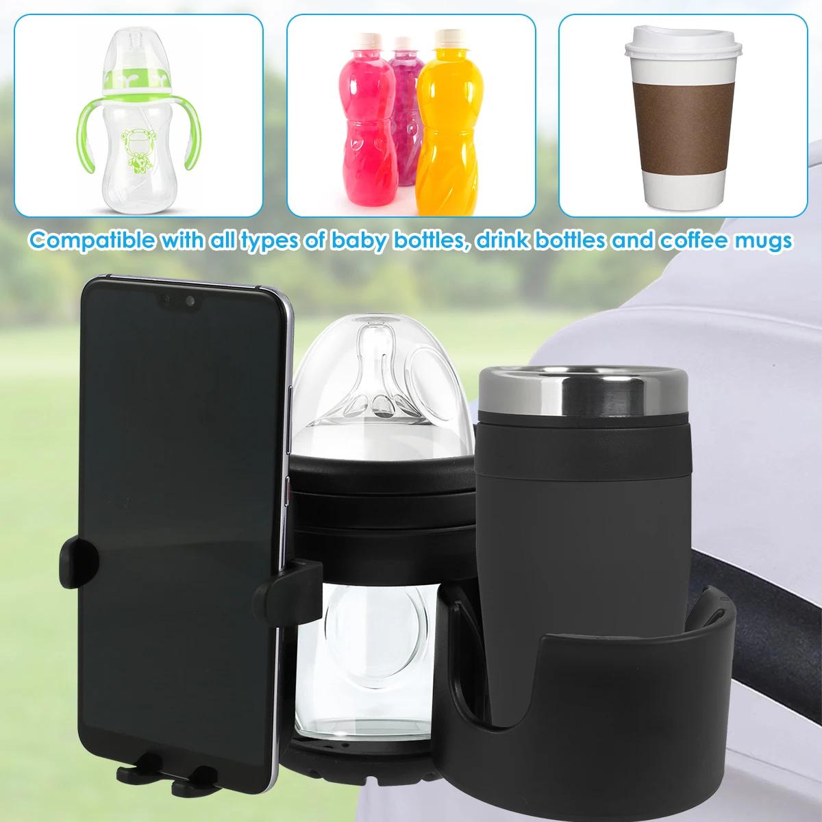 Porte-gobelet universel pour poussette, support de bouteille d'eau 360 ° Support de téléphone rota
