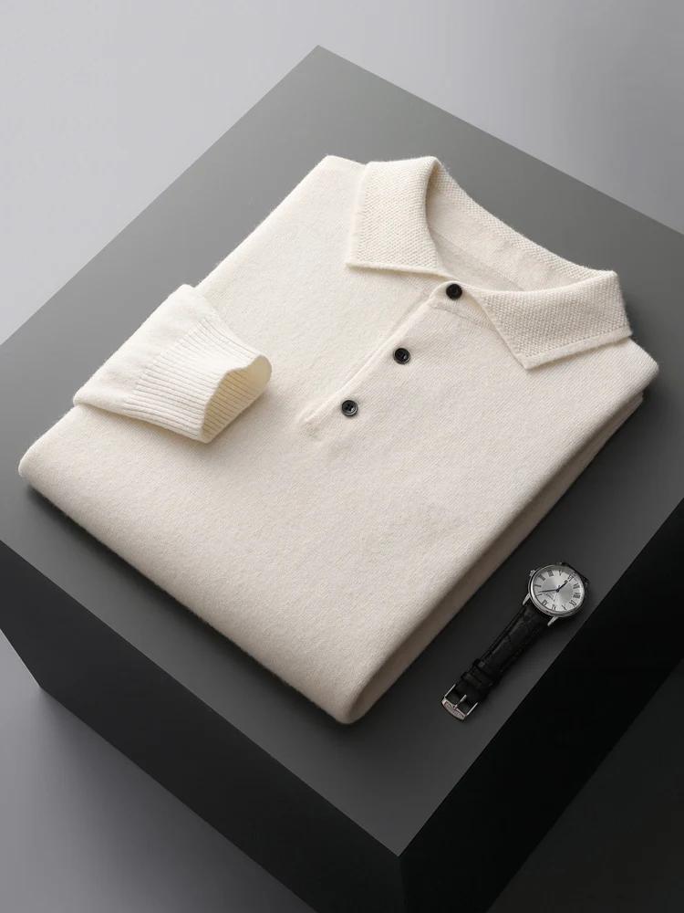Mode automne hiver nouveau pull en cachemire hommes 100% laine mérinos pull décontracté ample POLO t