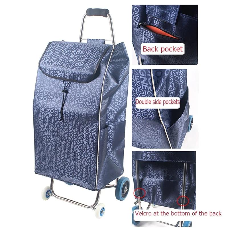 Sac de rangement 72l pour chariot de courses, sac de remplacement avec poches latérales, sac de rang