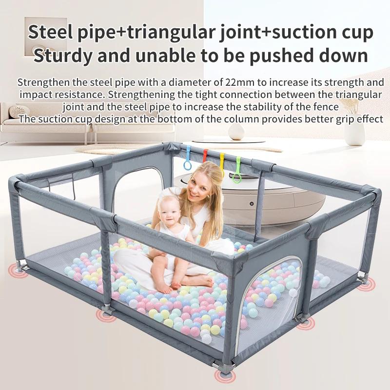 Parc pour bébé, barrière de sécurité pour enfant, clôture avec anneau de traction, boîte à balles, a