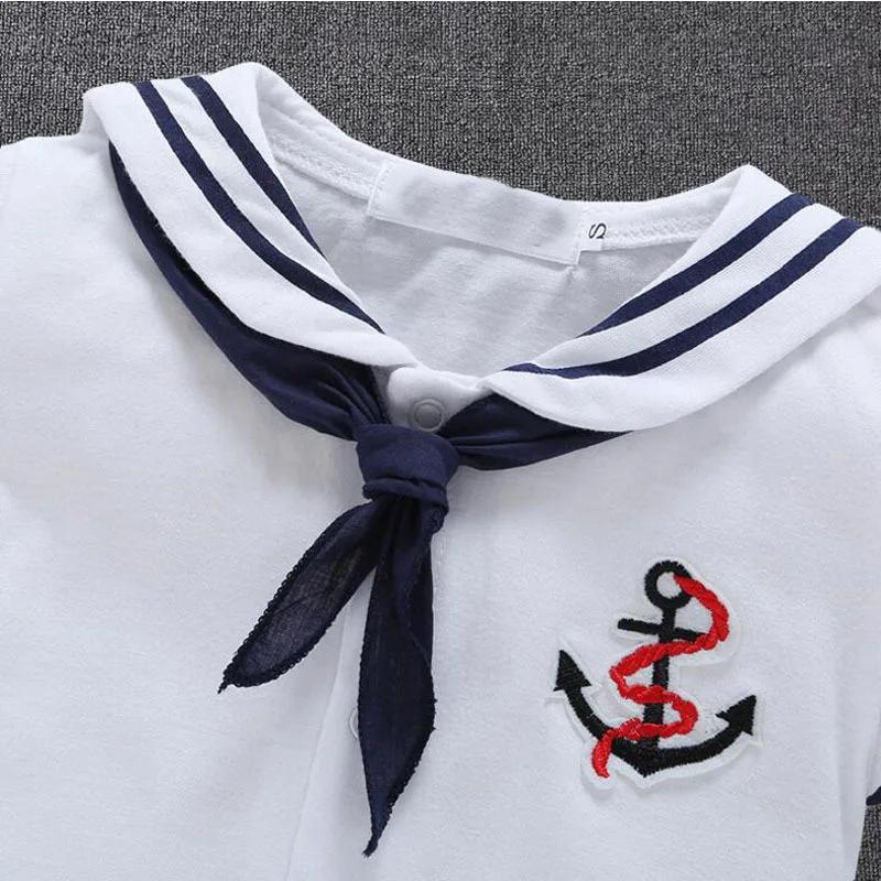 Nouveau-né bébé garçon vêtements combishort marin marine barboteuse à manches courtes combinaison Co
