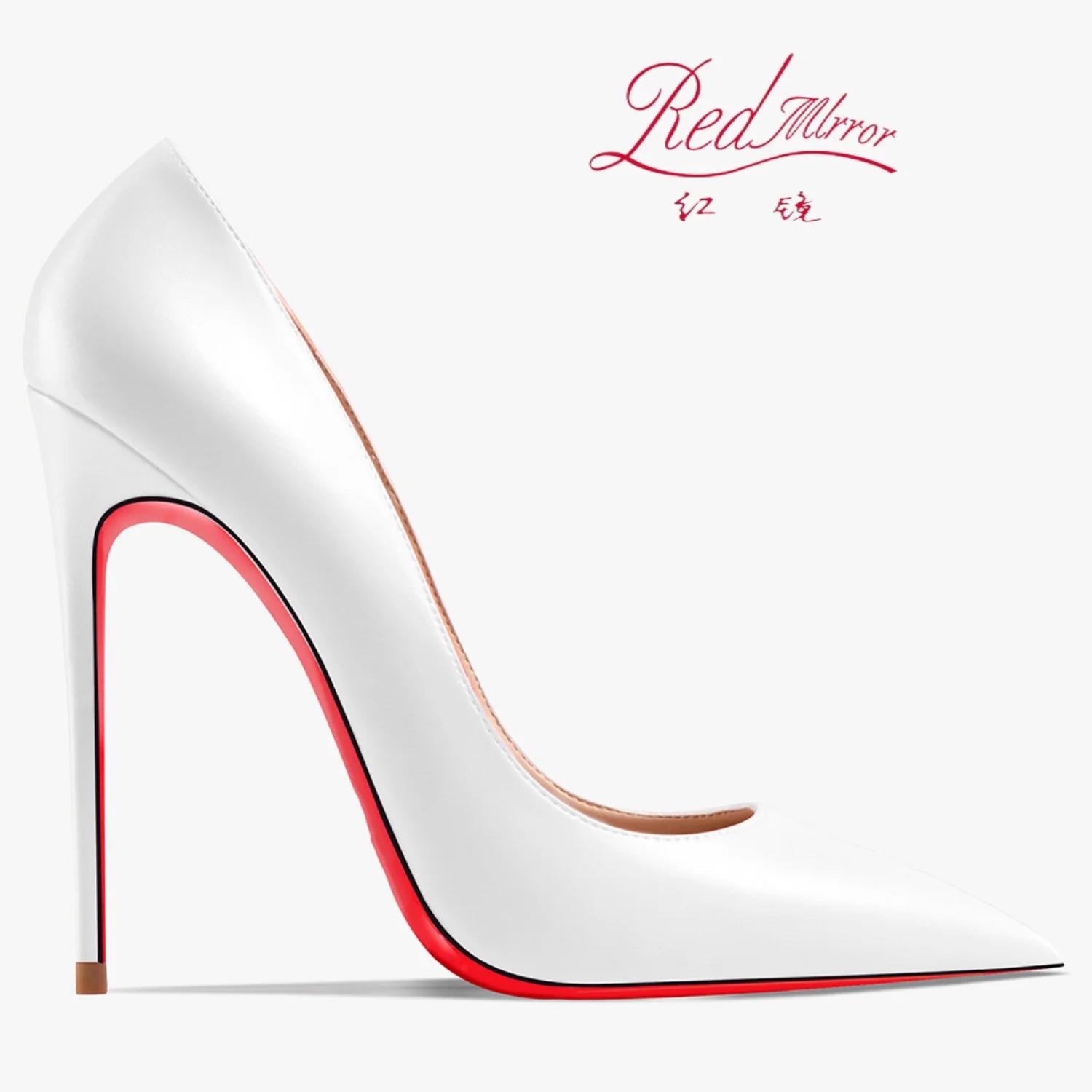 Chaussures pour femmes 2025 tendance en cuir de luxe fond rouge talons hauts 12 cm bout pointu escar