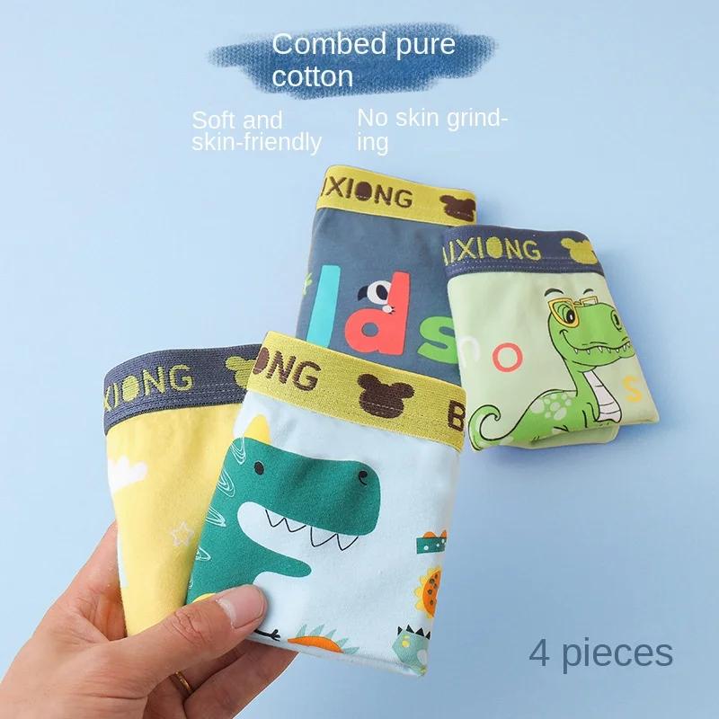 Boxer en Coton Imprimé Dinosaure pour Garçon, Sous-Vêtement Doux pour Enfant et Adolescent de 1 à 14
