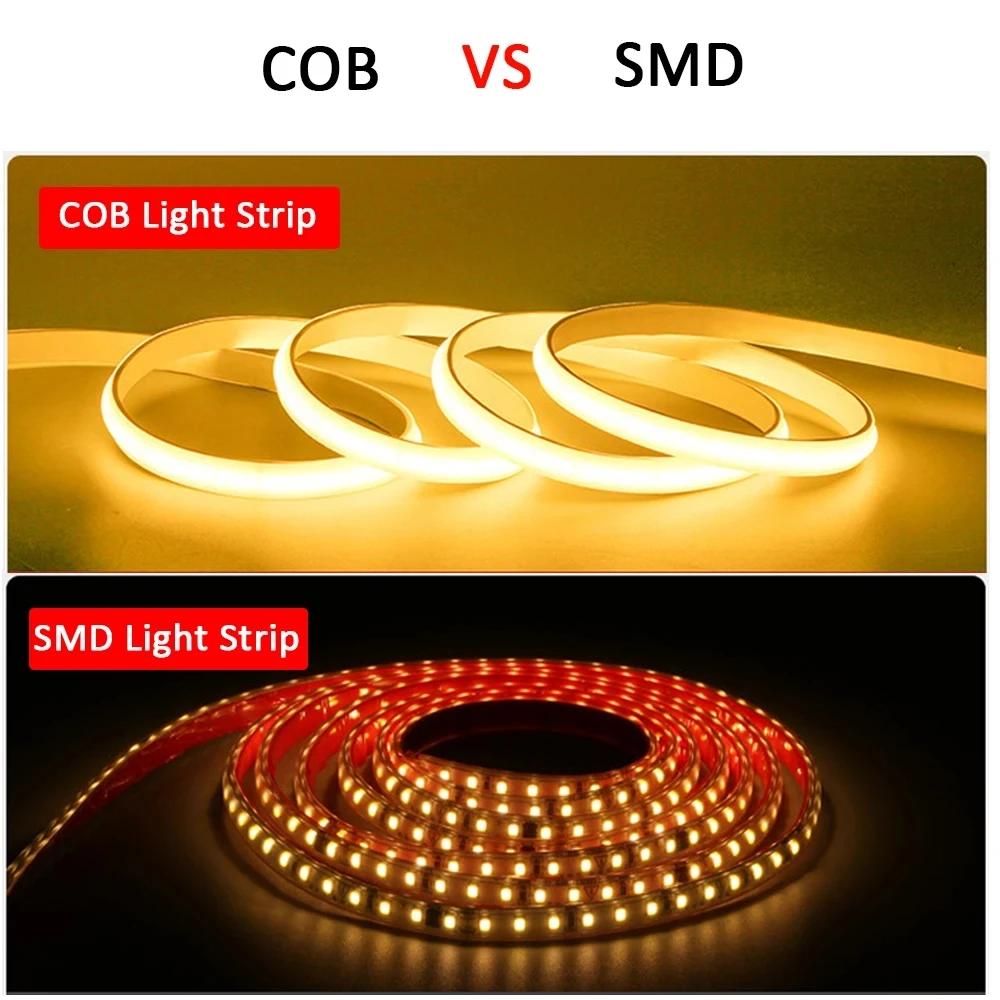 Bande LED COB étanche 220V avec interrupteur marche/arrêt, ruban Flexible pour chambre à coucher, cu