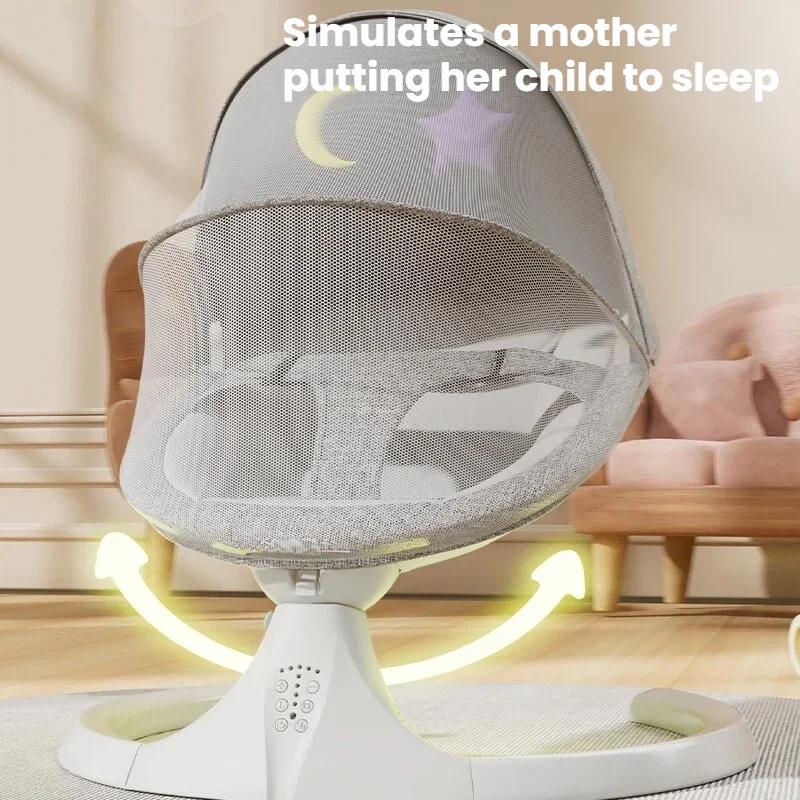 Berceau électrique pour bébé, moustiquaire, musique Bluetooth, chaise à bascule, télécommande multif