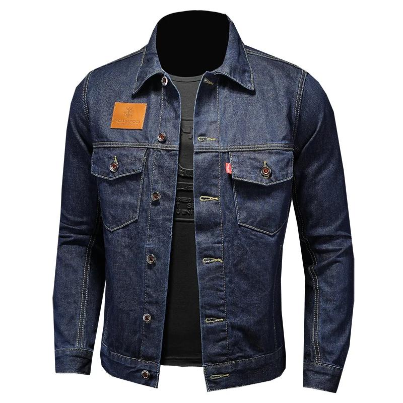 Manteau en Denim décontracté bleu foncé pour hommes, de haute qualité, classique, à la mode, Style e