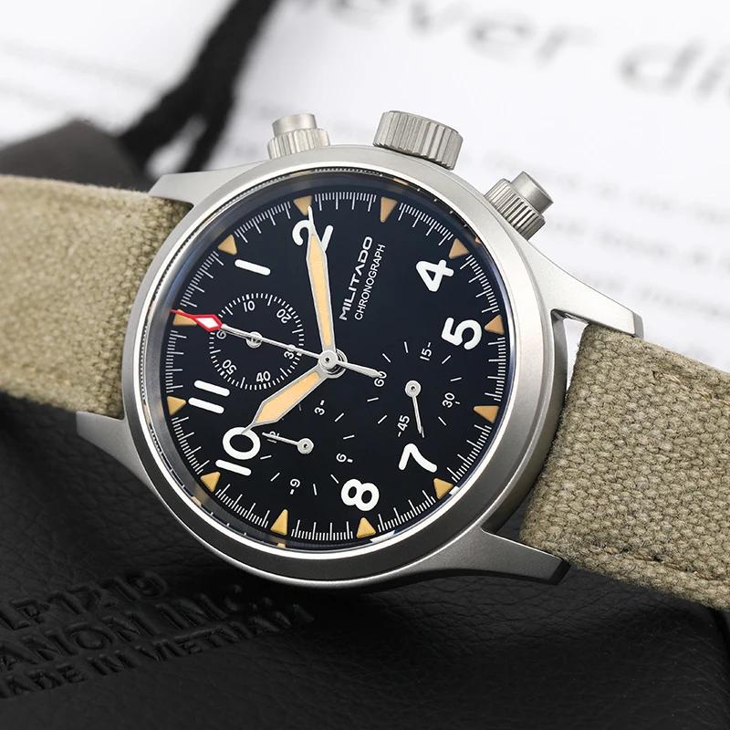 Militado ML1868KF rétro VK67 montre chronographe à Quartz boîtier en acier inoxydable 3 cadran étanc