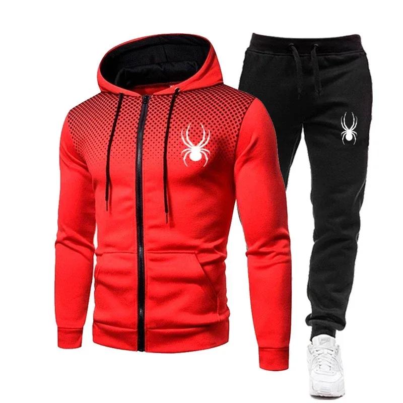 Ensemble de sport et de fitness pour homme, deux pièces, avec sweat à capuche à manches longues à fe