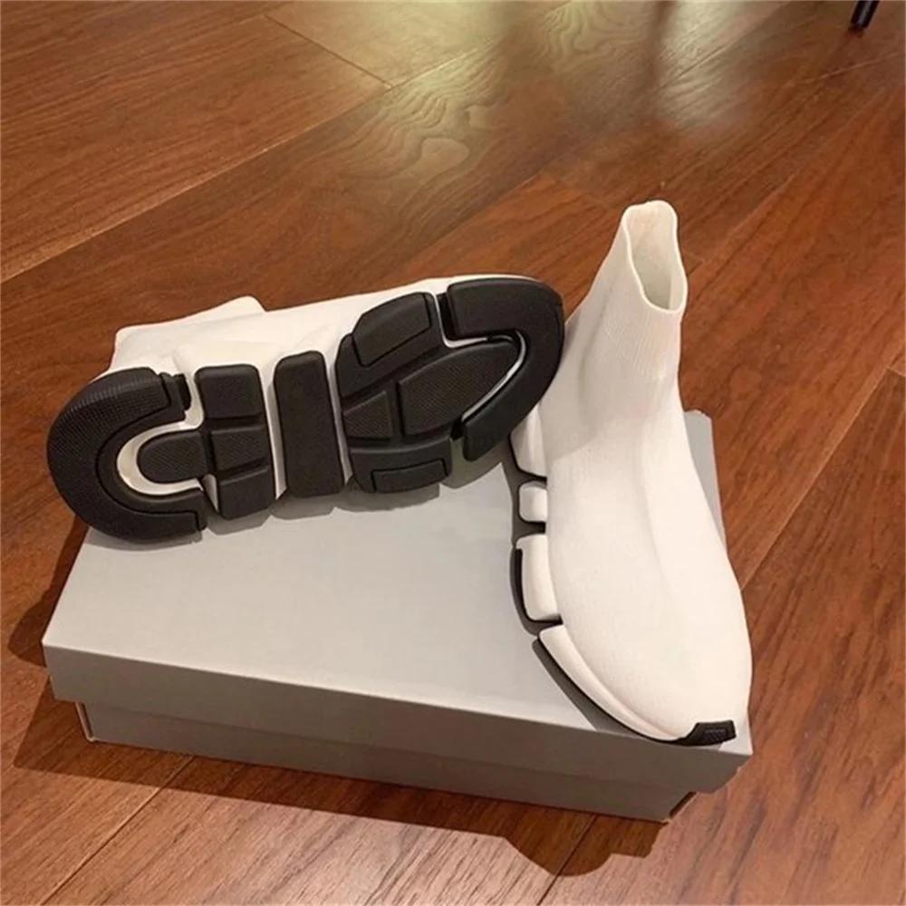 Chaud noir haut femmes chaussettes chaussures baskets respirant Couples chaussures de sport décontra