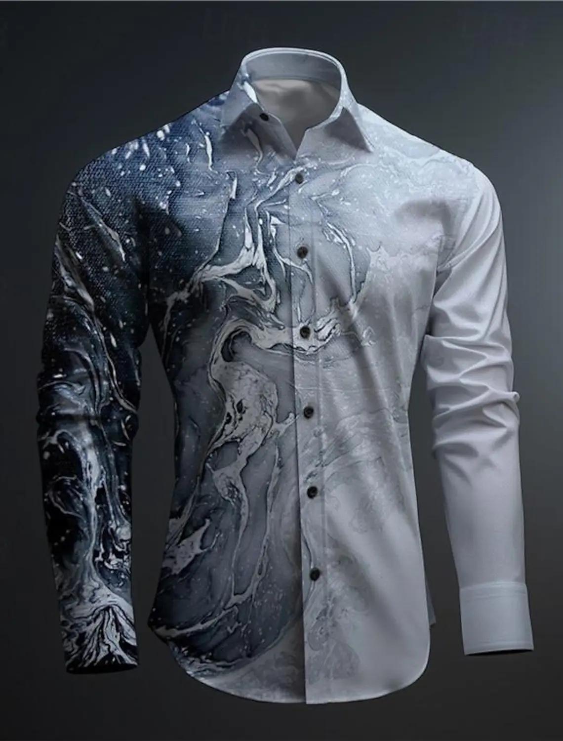 Chemise d'affaires décontractée pour hommes, imprimée en 3D, fête, vacances de rue, automne hiver, c