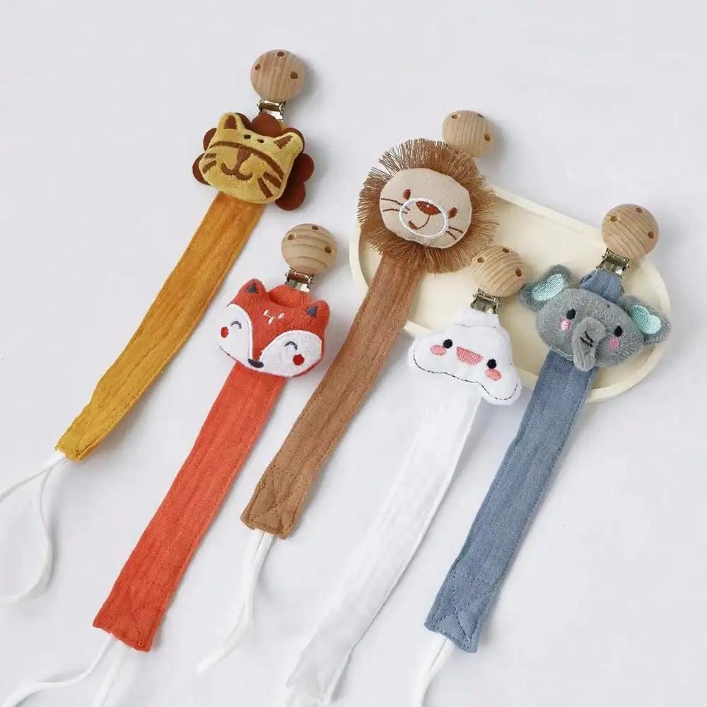 Attache-sucette pour bébé, 1 pièce, chaîne de sucette en bois de coton pour nouveau-né, porte-tétine