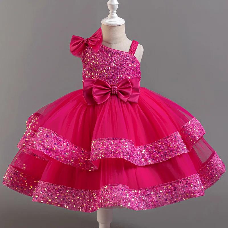 Fleur princesse paillettes bébé mariage fête de noël courte robe sans manches fête d'anniversaire ma